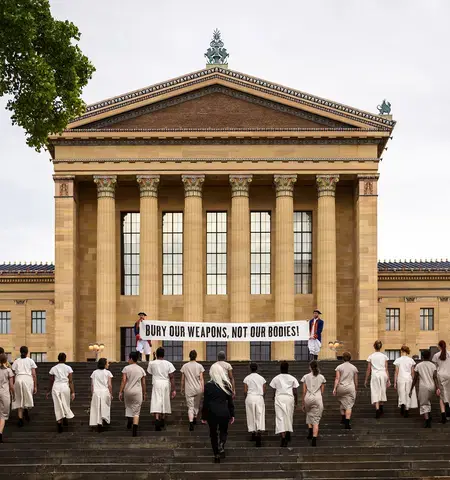 Bury Our Weapons, Not Our Bodies!, Yael Bartana. Photo courtesy of Philadelphia Museum of Art.