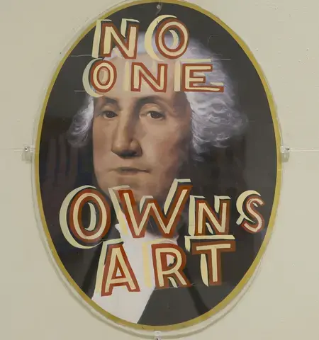 Untitled work by Bob and Roberta Smith, installed as part of Framing Fraktur at the Free Library of Philadelphia. Courtesy of the Free Library of Philadelphia.
