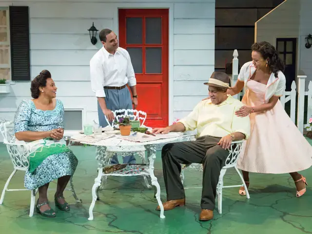 Melanye Finister, Ruffin Prentiss, Michael Genet, and Margaret Ivey in All My Sons&nbsp;(2015). Photo by Mark Garvin.