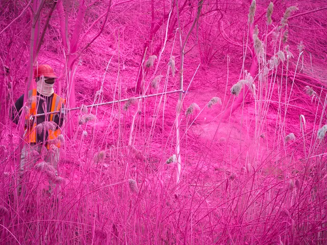 Katharina Grosse, psychylustro, 2014, site 3 (Drama Wall), Benjamin Moore acrylic indoor paint. Photo by Steve Weinik for the City of Philadelphia Mural Arts Program.