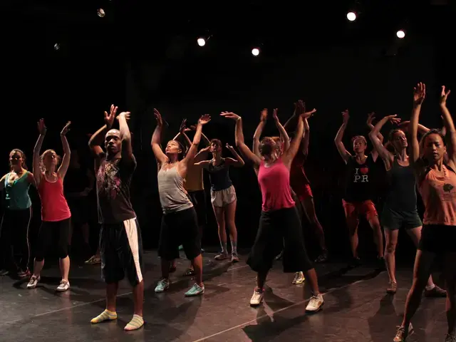 Dancers rehearsing J-Sette with LaKendrick Davis and Donte Beacham. Image courtesy of idiosynCrazy productions.