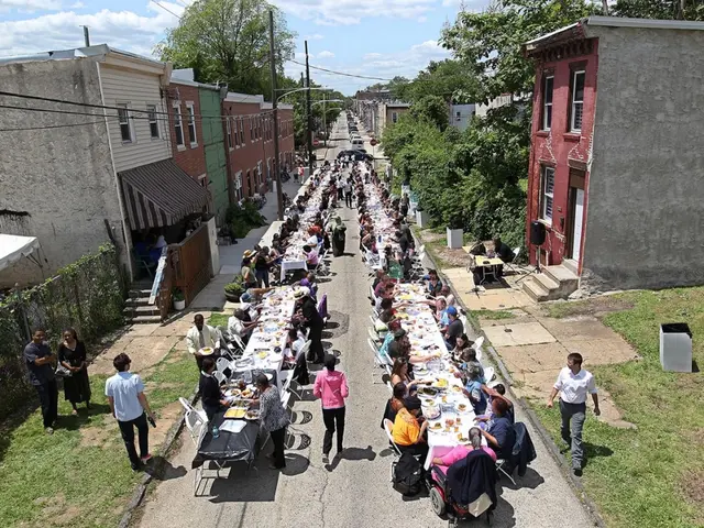 After Temple Contemporary&#39;s Funeral for a Home community procession, guests were invited to a sit-down reception for 300 on Melon Street. Photo courtesy of Al Jazeera America.