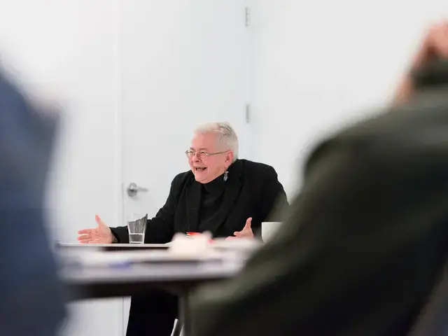 Paula Vogel speaks to a group of constituents at The Pew Center for Arts &amp; Heritage on January 22, 2012. Photo by Jaime Alvarez.