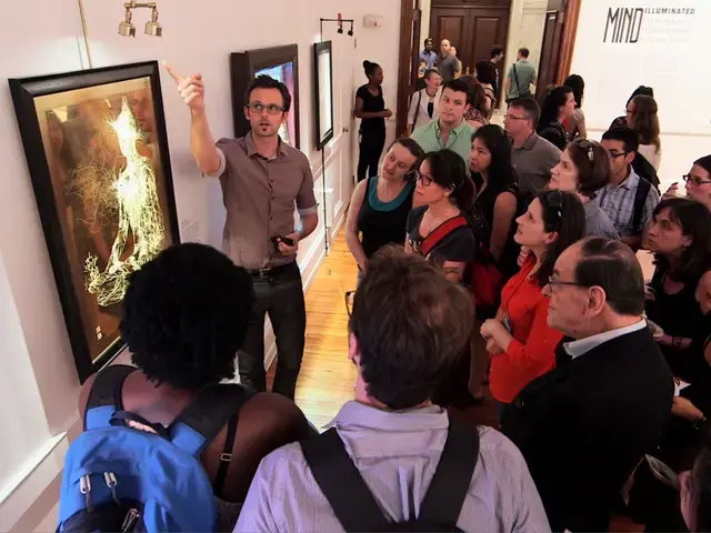 Neuroscientists Dr. Greg Dunn and Dr. Brian Edwards use the original technique of microteching to map the human neurological system with landscapes and abstract scenes. Mütter Museum, Thomson Gallery, 2015. Photo by Evi Numen.