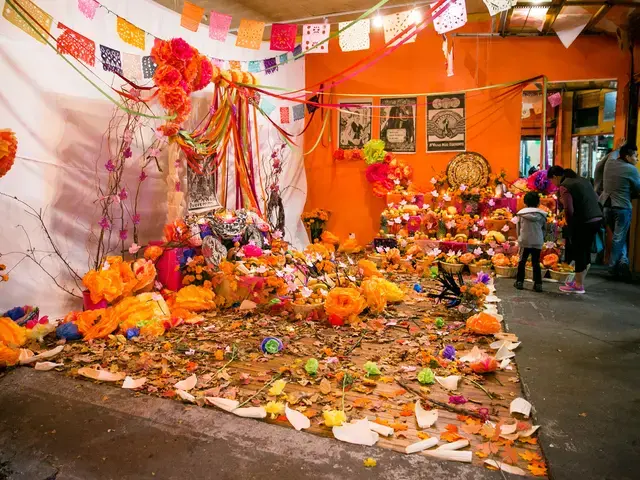 An altar created by local community members from Casa de los Soles on view at 9th and Ellsworth Streets, part of a Dia de los Muertos celebration presented by Fleisher Art Memorial and Calaca Flaca. Photo by Gustavo Garcia.