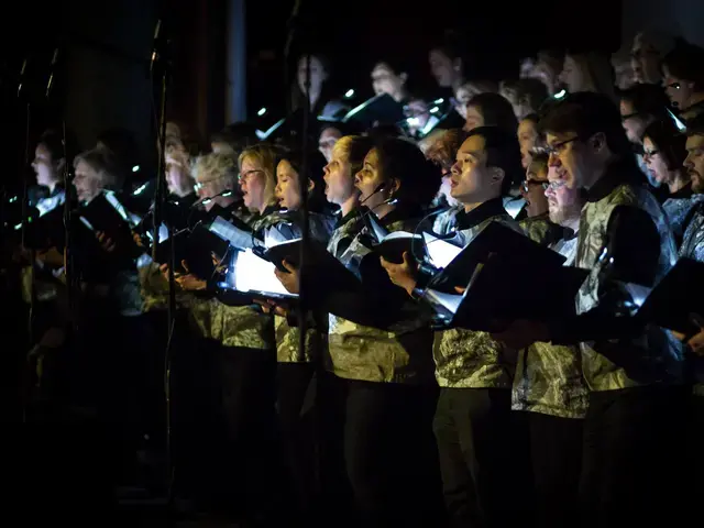 Mendelssohn Club of Philadelphia performing Julia Wolfe&#39;s Anthracite Fields at the Philadelphia Episcopal Cathedral. Photo by Derek Smythe.