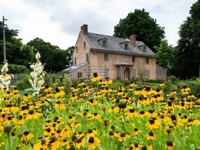 The 1728 John Bartram House at Bartram’s Garden in Southwest Philadelphia. Photo by Steve Weinik for Mural Arts' Art@Bartram's&nbsp;project.