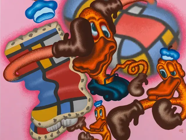 Peter Saul, Mondrian Duck, 60&rdquo; by 72&rdquo;, acrylic/canvas, 2015. &copy; Peter Saul. Courtesy of Mary Boone Gallery, New York.&lt;br /&gt;&nbsp;