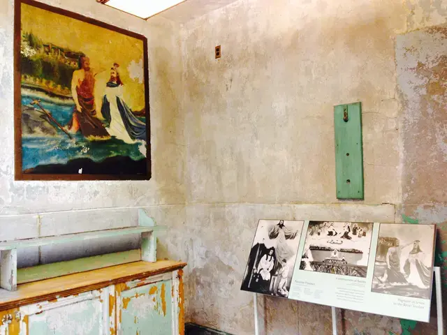 The completed Catholic Chaplain&rsquo;s Office includes new signs interpreting the space and the murals. Courtesy of Eastern State Penitentiary.