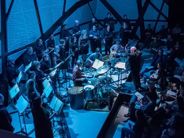 The Crossing performs Ted Hearne&#39;s Sound from the Bench at National Sawdust. Photo by Jill Steinberg.