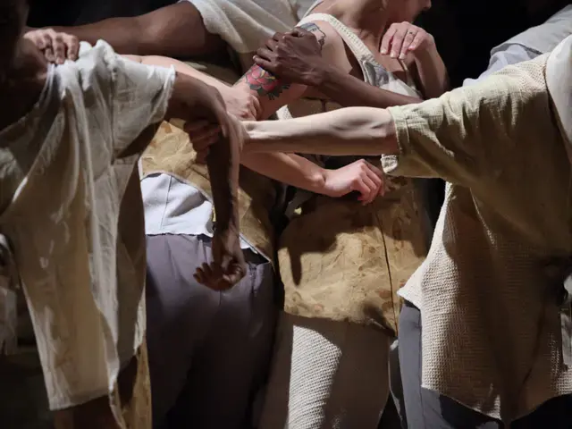 Artists improvise to a Wesley Hymn performed by Ellen Gerdes and Dave Burrell during Germaine Ingram&#39;s Where Heaven&rsquo;s Dew Divides, a project that grew out of her Discovery Grant. Photo Nathea Lee.