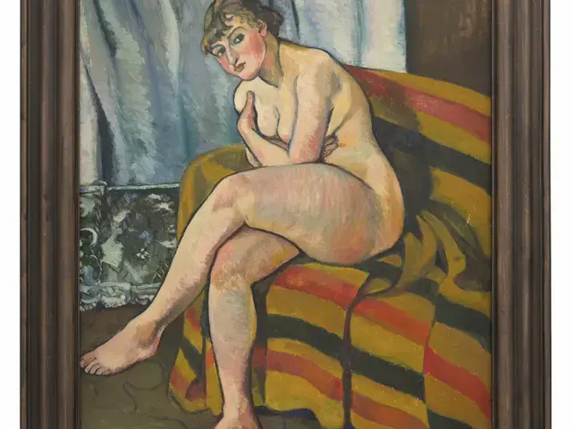 Suzanne Valadon, Nude Sitting on a Sofa, 1916, oil on canvas, 32” x 23”. Courtesy of the Weisman &amp; Michel Collection, © 2021 Artist Rights Society (ARS), New York.