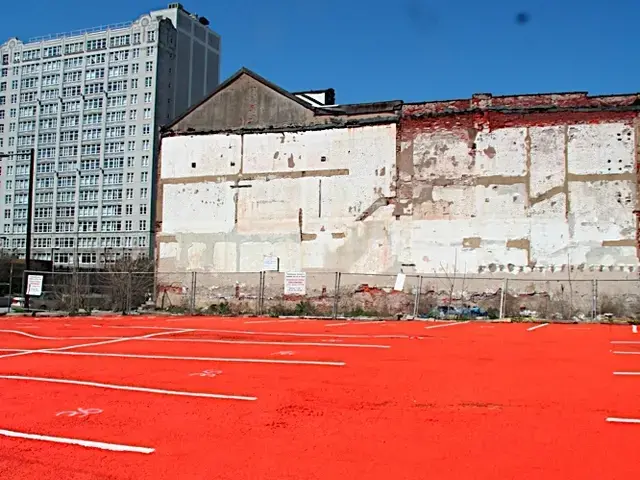 Hiroko Kikuchi and Jeremy Liu, Chinatown Orange, 2009. Site Specific public installation, paint, mixed media.