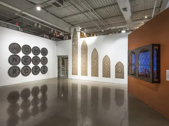 Seeing Through Space installation view, 2023, part of The Mashrabiya Project, Museum for Art in Wood, Philadelphia, PA. Photo by John Carlano.
