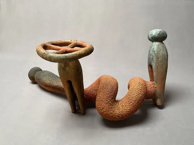 Pew Fellow Syd Carpenter, 3 Mother Pins on a Vine, 2021; Clay, mixed media, 18" x 37" x 26". Photo courtesy of the artist.&nbsp;