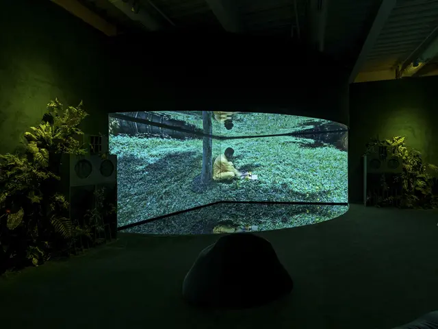 Terence Nance, Swimming In Your Skin Again, 2015; video, two-channel projection, water, mirror, plants, sound system; installation view at the Institute of Contemporary Art, Philadelphia, PA. Photo by Constance Mensh. &nbsp;&nbsp;