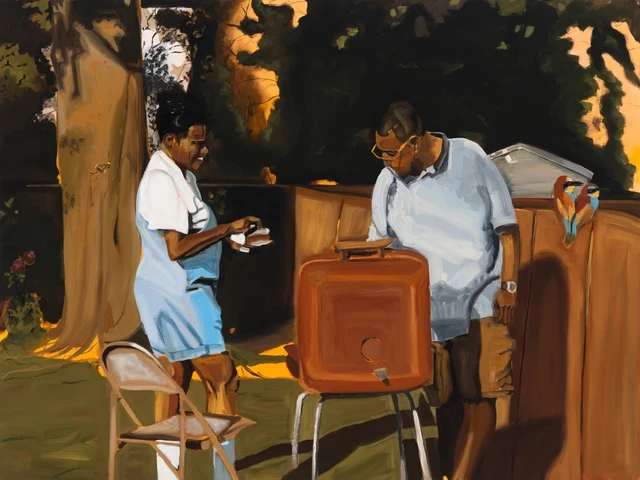 Jerrell Gibbs, Trees, 2019, oil on canvas, 36" x 48", The Margaux and Raphael Blavy Collection, Saint Epain, France. Brandywine Museum of Art is presenting the first monographic exhibition of Gibbs’ work.