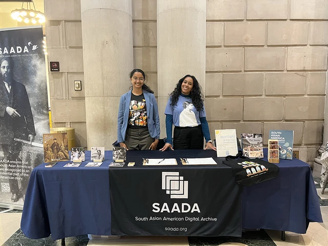 SAADA's staff at the Archives Month Philly event at the Free Library's Parkway Central Branch. Photo courtesy of SAADA.&nbsp;
