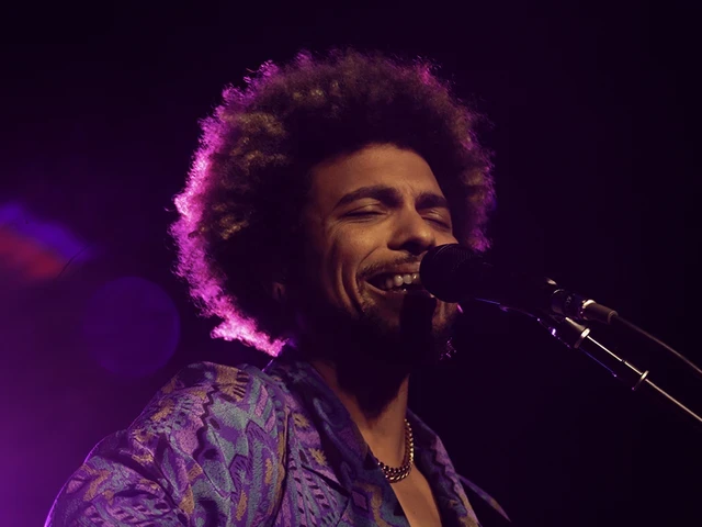 Devon Gilfillian, collaborator on WXPN's Declarations of Independents, in performance at the Brooklyn Bowl, Philadelphia, September 2023&nbsp;. Photo by Melissa Simpson.&nbsp;&nbsp;