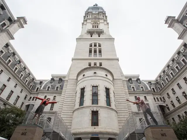 Mel Chin, Two Me, 2017, Philadelphia City Hall. Presented as part of Mural Arts Philadelphia&rsquo;s Monument Lab. Photo by Steve Weinik.