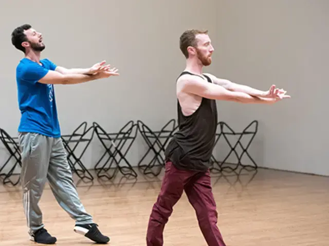 Rehearsal photo of DUO by William Forsythe at the Philadelphia Museum of Art on September 12, 2016. Performance by Brigel Gjoka and Riley Watts.