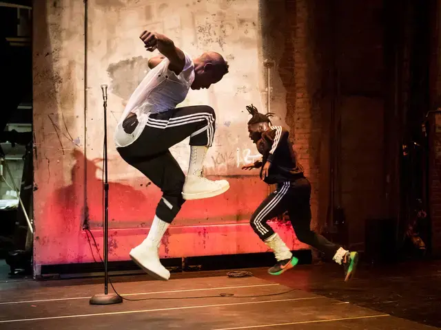 University of the Arts School of Dance, Nora Chipaumire, "#PUNK"&nbsp;performance shot. Pictured: Nora Chipaumire and Shamar Watt. Photo by Ian Douglas.