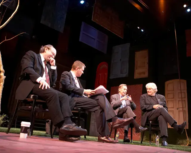 From left to right: Jiri Zizka, Tom Sellar, Václav Havel, and Paul Wilson at The Wilma Theater in Philadelphia, May 26, 2010. Photo by Karl Seifert.