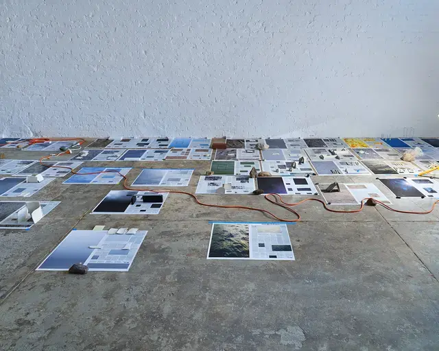 View of Sarah Sze&#39;s eighth floor installation at the Fabric Workshop and Museum, 2013, mixed media, dimensions variable. Photo by Tom Powel Imaging.