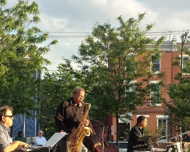 Saxophonist Odean Pope in performance at the 2016 Jazz Bridge Hawthorne Park Free Summer Jazz Series. Photo by Suzanne Cloud.