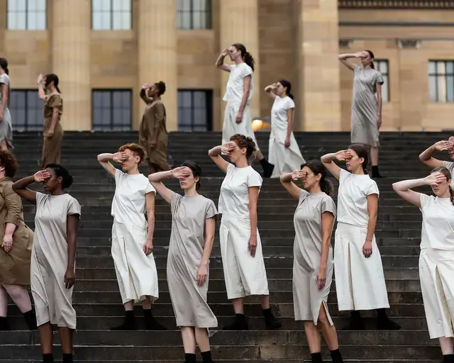 Bury Our Weapons, Not Our Bodies!, a public performance by Yael Bartana,&nbsp;September 22, 2018, Philadelphia, PA.&nbsp;Photo courtesy of the Philadelphia Museum of Art.