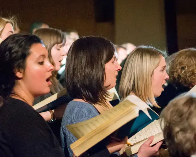 The Mendelssohn Club of Philadelphia in rehearsal for the Bach/Mendelssohn St. Matthew Passion. Photo by Sharon Torello.