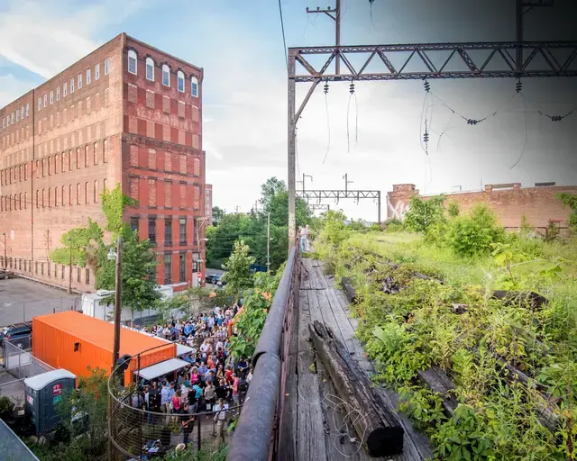 An overhead view of the PHS Pop Up Garden at the Viaduct Rail Park. Photo by Rob Cardillo.