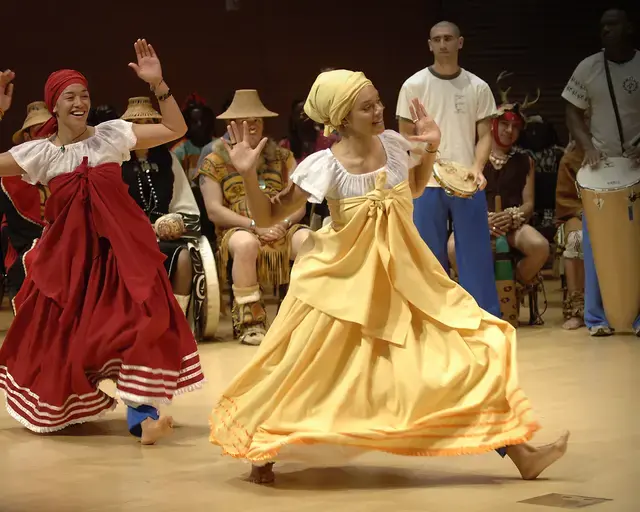 Artists from Ballet Folclorico do Brasil performing as part of The Music Center&#39;s \Music Center on Tour\&quot; program in Los Angeles. This program was presented as a case study by Kamella Tate during \&quot;What&#39;s at Stake Here: Evaluating the Impact of Your Programs\&quot; on May 27