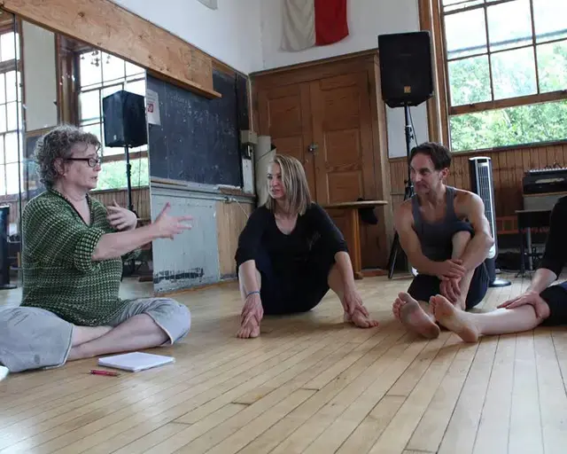 Susan Rethorst in rehearsal in June 2013 with Group Motion dancers Ellie Goudie-Averill, David Konyk, and Hedy Wyland. Photo by Zornitsa Stoyanova.