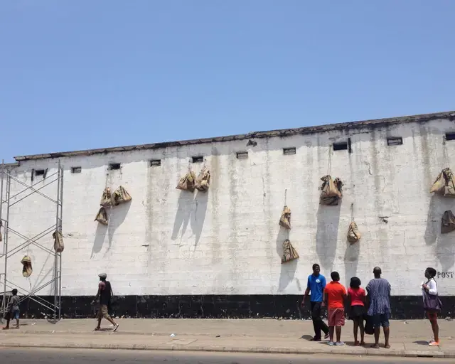 Kwasi Ohene-Ayeh, Six and Fours, Prison Anxieties, interactive, public installation created for the 2013 Chale Wote Street Arts Festival in Jamestown, Accra. Courtesy of the artist.