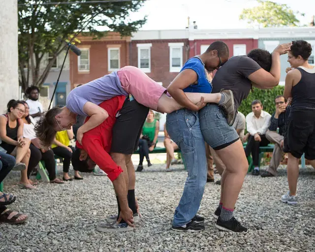 Playgrounds for Useful Knowledge&nbsp;Neighborhood Convening, June 29, 2015. 632 Jackson Street. Photo by Steve Weinik. Courtesy of the City of Philadelphia Mural Arts Program.