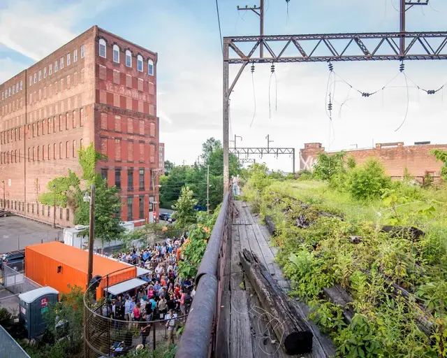 An overhead view of the PHS Pop Up Garden at the Viaduct Rail Park. Photo by Rob Cardillo.