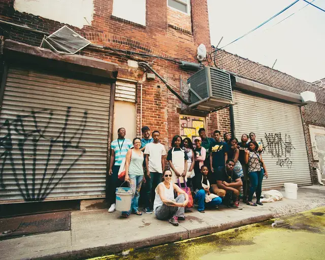 August 4, 2014 mini event with Mural Arts Program students, part of Asian Arts Initiative&#39;s Pearl Street, Philadelphia, PA project. Photo by Tim Kyuman Lee.