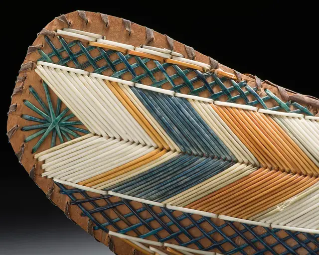 Detail of a model canoe, on view at the Abbe Museum in Bar Harbor, Maine. Photo courtesy Peabody Essex Museum.