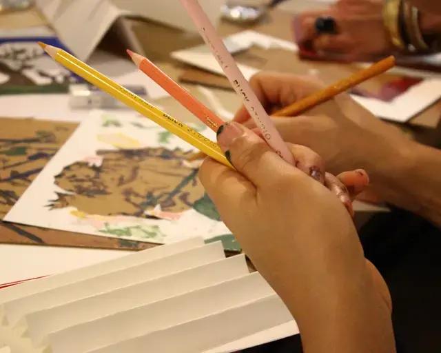 Historic Germantown&rsquo;s story circle and paper fan-making workshop with Yolanda Wisher. Photo by Jill Saul.