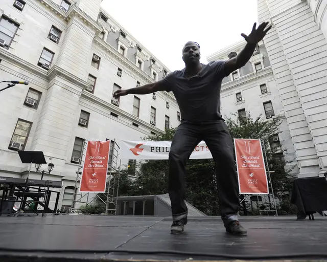 Dancer and actor Khalil Munir delivers a moving performance during Philly ReACTS. Photo by Michael Perez, courtesy of First Person Arts.