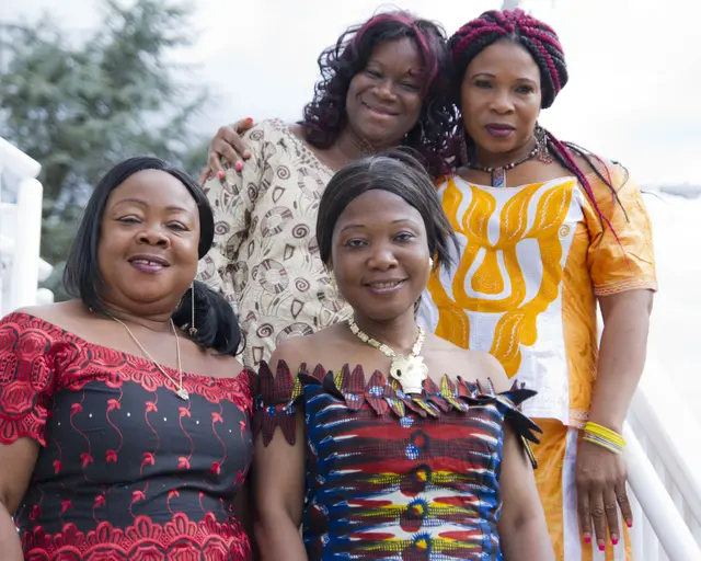 The Liberian Women&#39;s Chorus for Change, 2013. Clockwise, from upper left: Fatu Gayflor, Marie Nyenabo, Zaye Tete and Tokay Tomah. Photo by Anna Mulé.