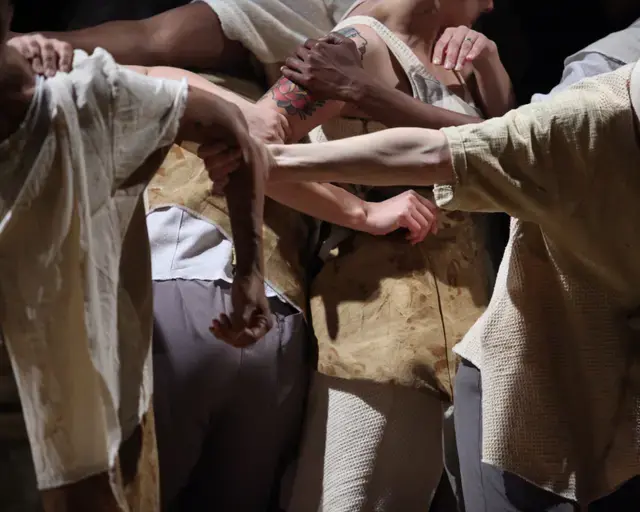 Artists improvise to a Wesley Hymn performed by Ellen Gerdes and Dave Burrell during Germaine Ingram&#39;s Where Heaven&rsquo;s Dew Divides, a project that grew out of her Discovery Grant. Photo Nathea Lee.