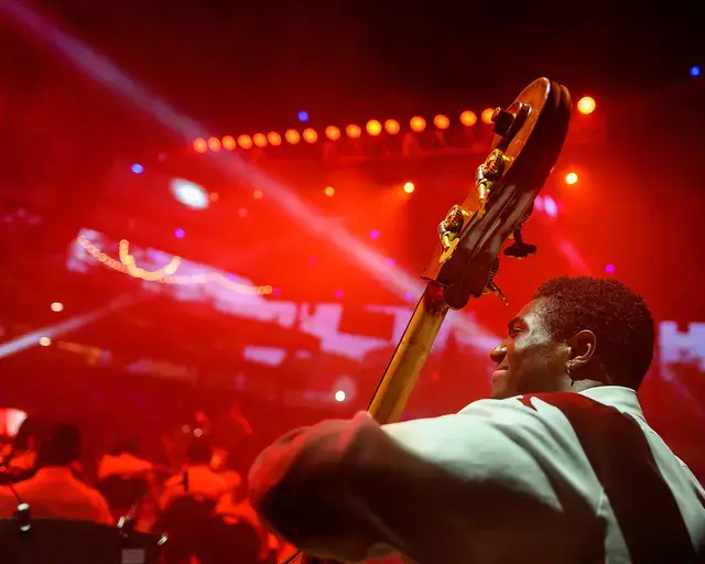 Paint Factory performed by Darin Atwater and his Soulful Symphony, 2019, Merriweather Post Pavilion, Baltimore, MD. Photo by Stephen Cherry.