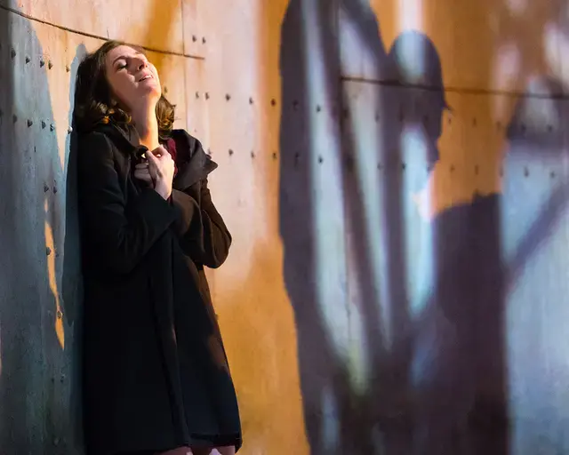 Soprano Kiera Duffy in&nbsp;Breaking the Waves, 2016, composed by Missy Mazzoli and produced by Opera Philadelphia. Photo by Dominic M. Mercier.