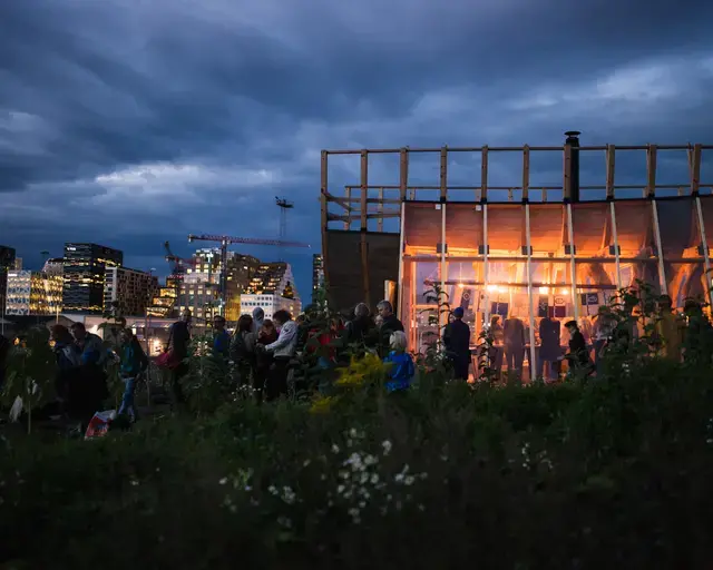 Futurefarmers in collaboration with local builders, Flatbread Society Bakehouse, 2017; wood, rammed earth, glass. Photo by Monica Løvdahl, courtesy of Futurefarmers.