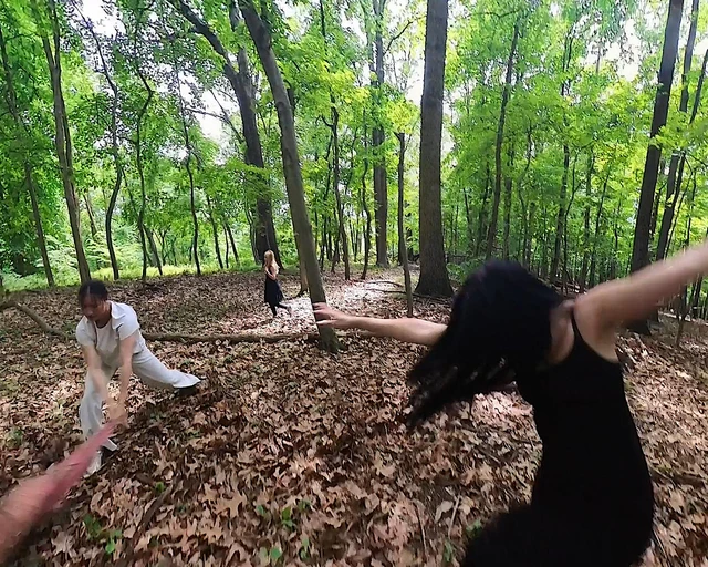 Bodies and Territories, directed and choreographed by Silvana Cardell, Schuylkill Center for Environmental Education. Pictured: Muyu Ruba and Maria Urrutia. Photo by Paula Meninato.&nbsp;