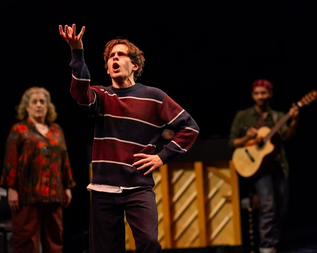 Mary Testa, Taylor Trensch, and Jordan Dobson in Night Side Songs at Philadelphia Theatre Company. Photo by Nile Scott Studios.