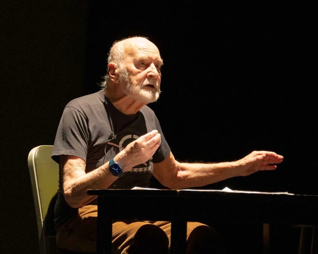 Hellmut Gottschild presents his lecture-performance at Temple Dance Department's 50th anniversary, Conwell Dance Theatre (April 26, 2025). Photo by Shannon Bramham.