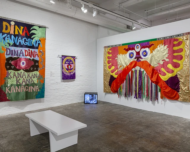 Installation view, The Living Temple: The World of Moki Cherry, Fabric Workshop and Museum, Philadelphia, PA, October 2025. Photo by Carlos Avendaño.
